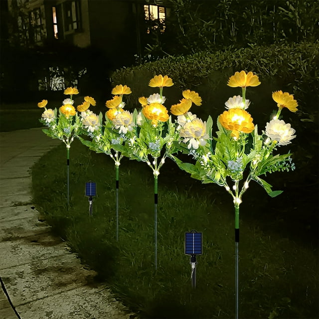Solar Flower Lights Outdoor, Solar Flowers Garden Decorative Lights Led Stake Lights Auto On/Off Bright Up To 8 Hrs
