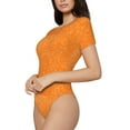 thumbnail image 2 of Easygdp Orange Glitter2 Women's One-Piece Swimsuit Slim Fit Crew Neck Bodysuit Athletic Swimwear with Concealed Buckle - Small, 2 of 9