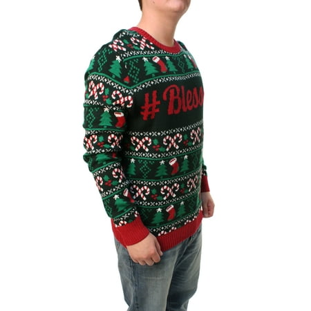 Ugly Christmas Sweater Men's #Blessed Pullover Sweatshirt Ugly Christmas Sweater Men's #Blessed Pullover Sweatshirt