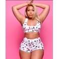 thumbnail image 2 of Ensemble de Pyjama 2 Pcs pour Femmes Mode Sans Manches Col Rond Crop Top & Shorts Ensemble de Nuit Slim, 2 of 5