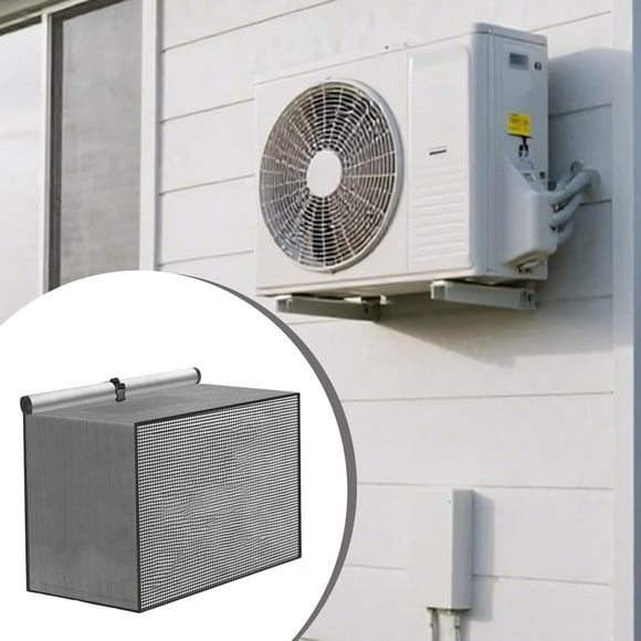 Cubierta para unidades exteriores de aire acondicionado, de tela de malla transpirable, que proporciona sombra, a prueba de polvo, ideal para el hogar Negro