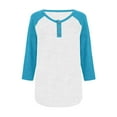 thumbnail image 4 of Xunlbb Women's Blouses Round Neck T-shirts with Button Collar Loose Fit Shirt Half Sleeves Two-tone Top Spring Summer Vacation Fashion Outside Casual Daily Wear Plus Size S-XXL, 4 of 8