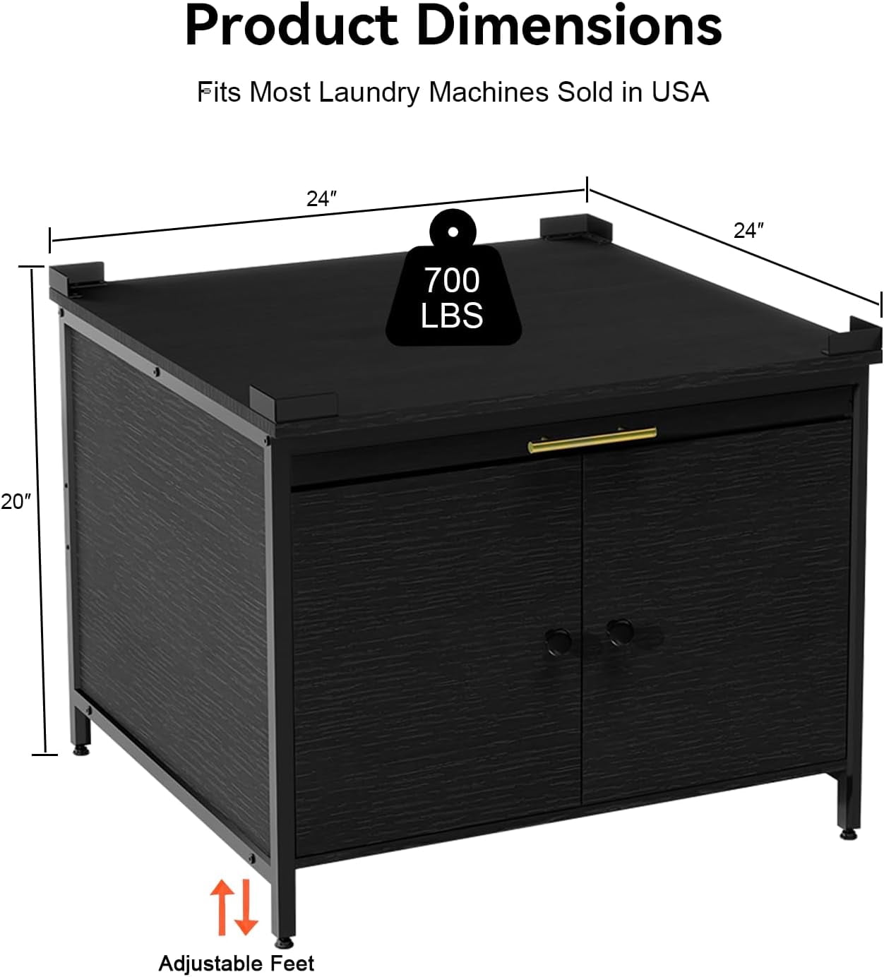 Laundry Pedestal for Washer and Dryer, 24" Universal Washing Machine Stand with Adjustable Feet and 4 Panel Corner, Fit Anti-Vibration Design with Telescopic Laundry Basket Shelf, 700 LBS Capacity