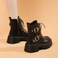 thumbnail image 7 of Lovskoo 2024 Combat Boots Womens Round Toe Platform Buckle Slip On Fall Heeled Short Boots Shoes Black, 7 of 7