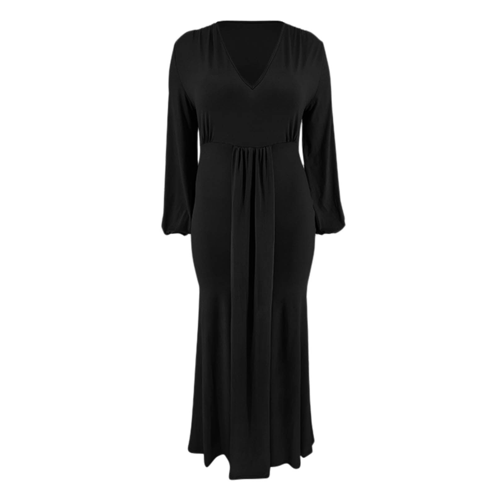 chinese dress ladies Black Balloon Sleeve Adina Midi Dress