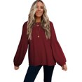thumbnail image 5 of Women's Faux Knit Jacquard Puffy Long Sleeve Top, 5 of 5