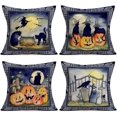 thumbnail image 1 of Set Of 4 Halloween Black Cat Pumpkin Throw Pillow Cover, Home Decor Pillow Case Sofa Cushion Cover 18 X 18 In, Halloween Decoration, Indoor Outdoor De, 1 of 5