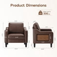 thumbnail image 5 of AFO Faux Leather Accent Chair Set of 1, Modern Living Room Armchair with Side Table and Pockets for Bedroom, Office and Small Place, Chocolate, 5 of 11