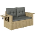 thumbnail image 1 of Outsunny Wicker Outdoor Sofa Patio Loveseat with Side Trays, Light Grey, 1 of 10