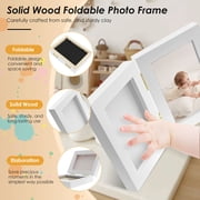 Keyohome Baby Footprint Kit,Newborn Footprint Frame,Wooden Newborn Keepsake Frame,Diy Baby Hand Print Kit for Boys Girls,White
