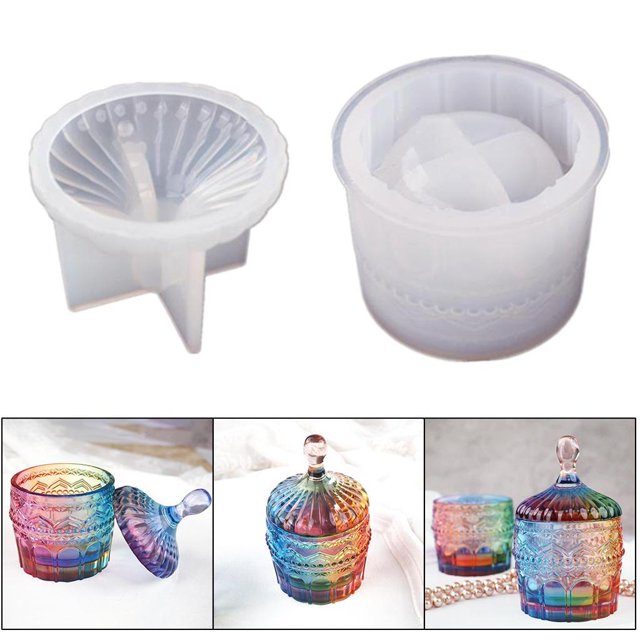 Caja de almacenamiento de resina de silicona joyería caja para jabón candeliere baratija caja flor maceta manualidades DIY - 9x7cm Los 9x7cm perfecl Molde de caja de almacenamiento de resina