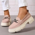 thumbnail image 4 of SACFOF Womens Slip On Penny Loafers Platform Chunky Loafer Lug Sole Suede Work Business Casual Dress Uniform Oxfords with Metal Chain, 4 of 6