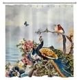 thumbnail image 2 of HVEST Peacock Shower Curtain Vintage Peony Ink Painting Watercolor Bird Pattern Print Bathroom Shower Curtain with Hooks Flower Plant Polyester Waterproof Fabric Bath Decor Accessories 70x69 Inches, 2 of 6