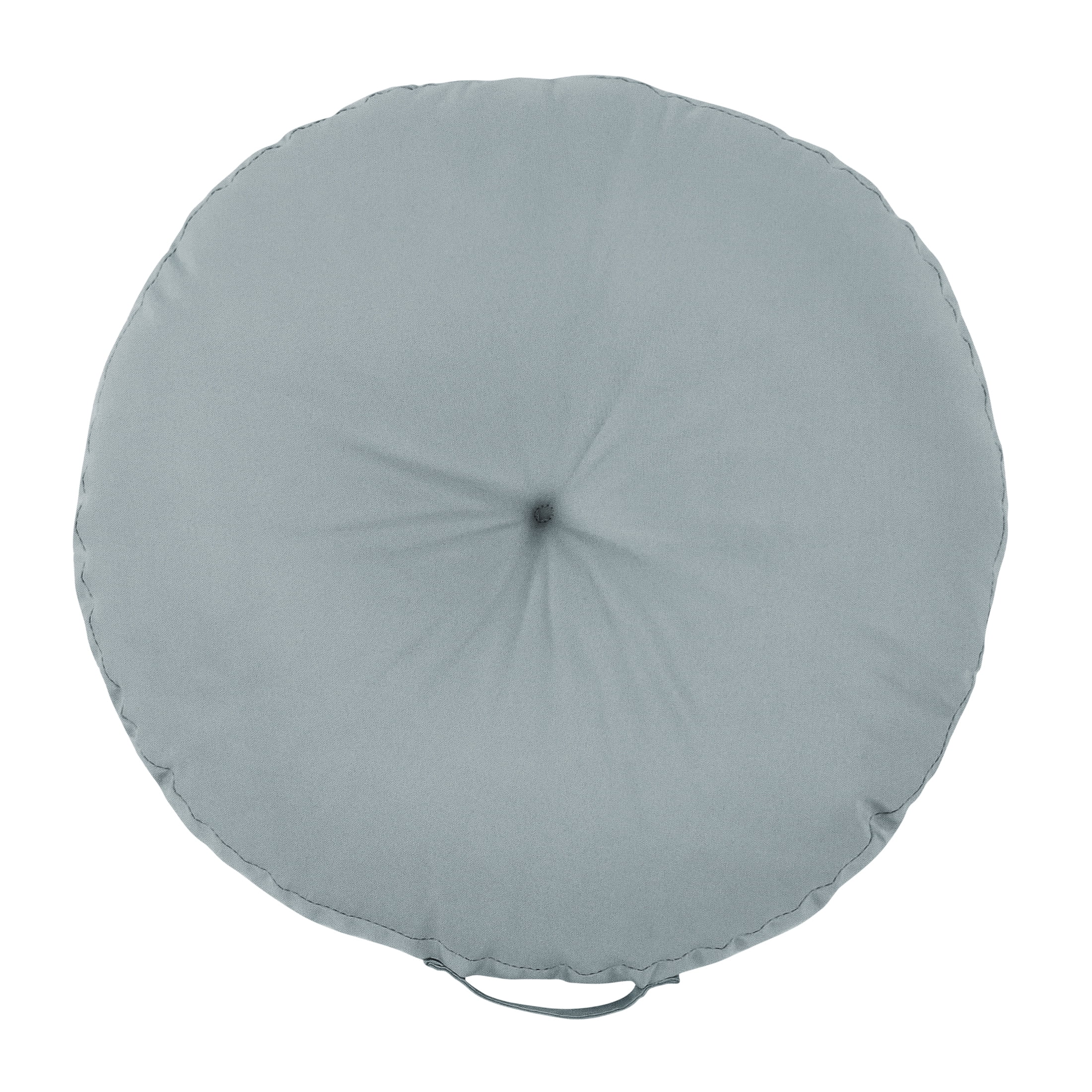 Sorra Home Silver Tufted Circle Floor Pillow with Handle 24 in x 24 in x 5 in