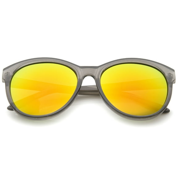 sunglassLA - Women's Horn Rimmed Color Mirror Lens Oversized Cat Eye Sunglasses - 58mm