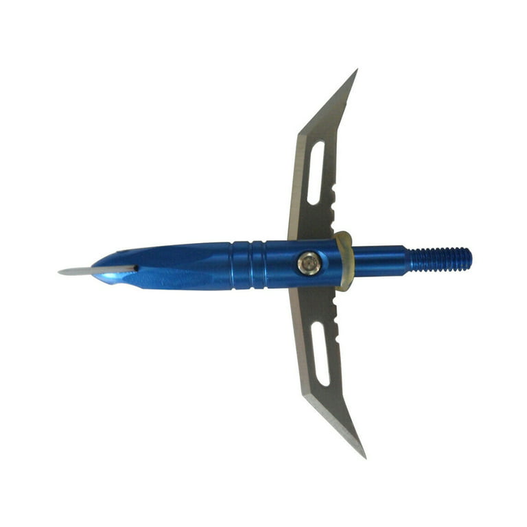 24pcs/Set Broadheads Fixed Blade 100 Grain Cut Hunting Crossbow Broad Head  Archery Arrow Tips Outdoor Tool(Blue) 
