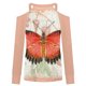 thumbnail image 5 of Moda mujer Casual manga larga fuera del hombro Halter cuello en V estampado de mariposa Top blusa Pompotops  gfhjh23076, 5 of 5