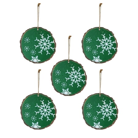 

Lovely Christmas Round Wooden Hanging Night Scenery Printed Pendant