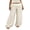 Beige, variant on Women Wide Leg Palazzo Pants Summer Foldover Lounge Trousers Beach Vacation Travel Clothes