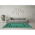 thumbnail image 3 of Ahgly Company Indoor Round Abstract Turquoise Blue Modern Area Rugs, 4' Round, 3 of 4