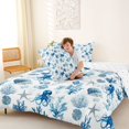 thumbnail image 4 of spefrowx Blue Octopus Starfish Full Size Comforter Sets for Kids, Watercolor Coral Sealife Bedding Comforter Set, Reversible, 3 Pieces, 1 Comforter and 2 Pillowcases, 4 of 6