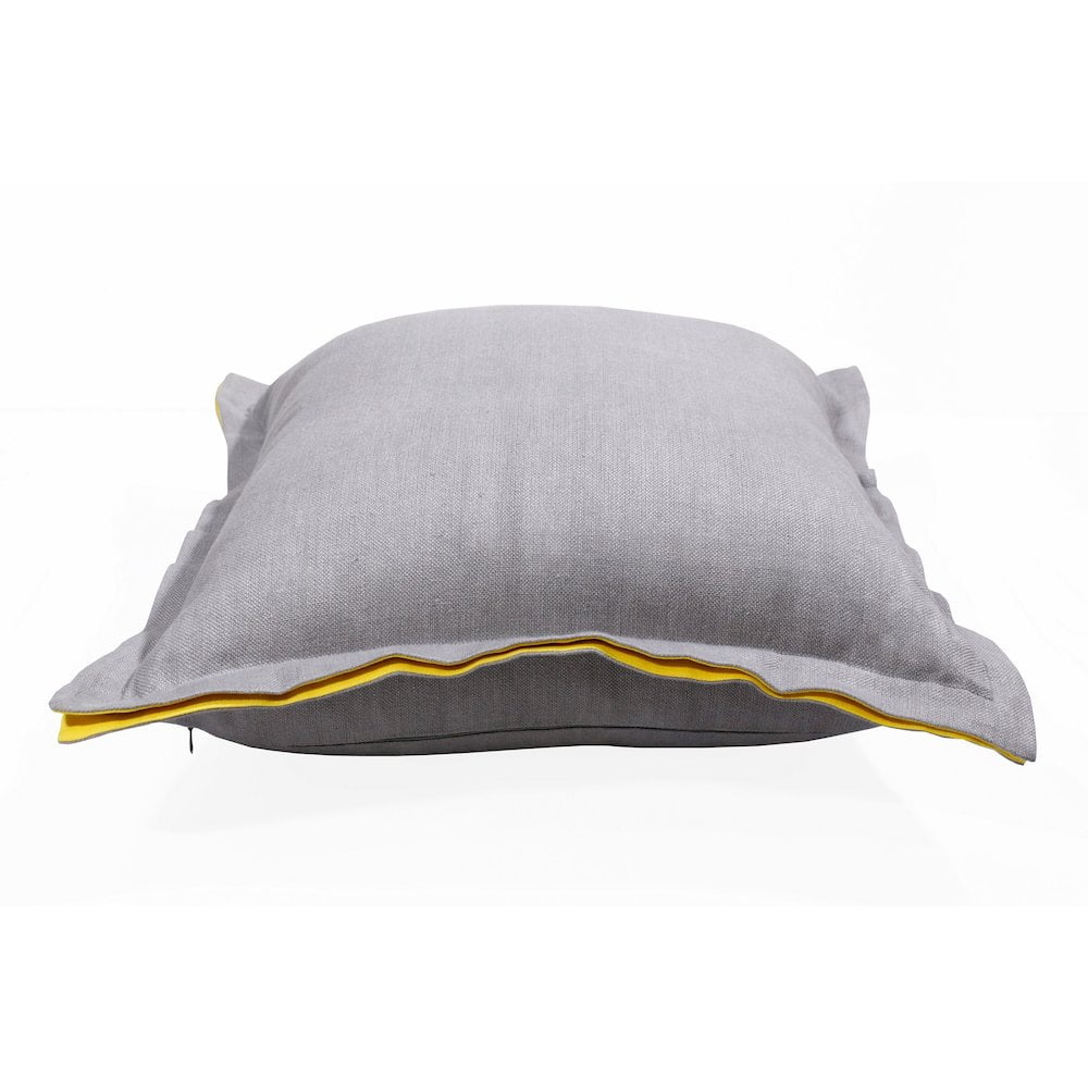 LR Home Estate Linen Poly Filled Pillow in Gray/Yellow, 20" x 20"