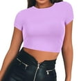 thumbnail image 4 of Sweet Home Farm Short Sleeve Shirts for Women Round Neck Summer Solid Color T Shirt T Shirts for Women Light Purple, 4 of 5