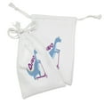 thumbnail image 2 of Cartoon Fabric Pouch Set of 2, Funny Dinosaur Riding a Vehicle Jurassic Mammal Whimsical Illustration, Drawstring Bag for Toiletries Masks and Favors, 9" x 6", Blue Purple and White, by Ambesonne, 2 of 2