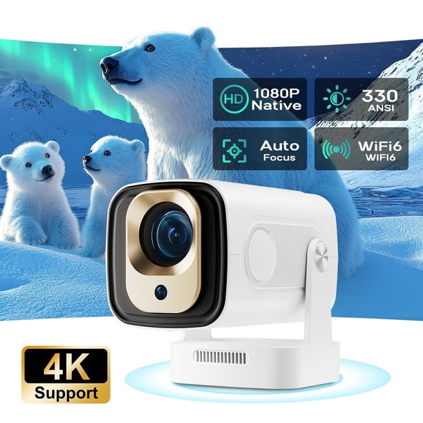 Magcubic HY310 Miniproyector Soporte Nativo de 1080P y 4K, 330 ANSI, Enfoque Automático con Altavoz de 5W, WiFi y Bluetooth, Control por Voz, Proyector de Películas Portátil para Exteriores