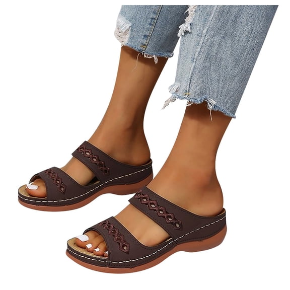 Orthopedic Sandals for Women with Arch Support 2025 Comfortable Boho Beach Platform Wedge Dress Slides