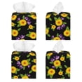 thumbnail image 2 of Lsque Daisies Flowers Printed Tissue Box Cover Holder, Facial Paper Organizer Dispenser,Square with Bottom Belt, PVC Leather Decorative Organizer, 2 of 8