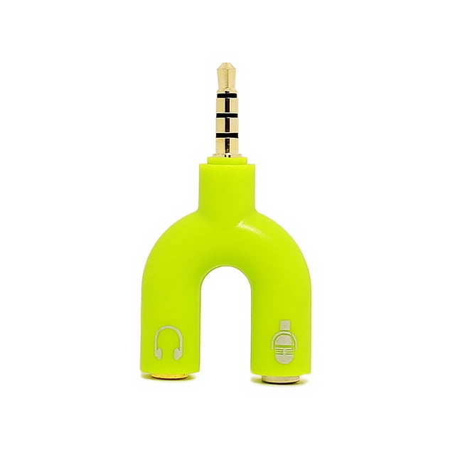 Injueey Divisor de Audio de 3,5mm tipo 2 en 1 conveniente conector estéreo convertidor de sonido teléfono micrófono auriculares Tablet Accesorios Cables de audio/vídeo verde