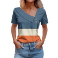 thumbnail image 1 of Womens Short Sleeved Shirt With Checkered Printed Button Casual T-shirt Top, 1 of 4