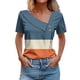 thumbnail image 2 of Fiudx Ofertas y Liquidaciones Camisa de Manga Corta para Mujer con Camiseta Informal con Botones Estampados a Cuadros, 2 of 4