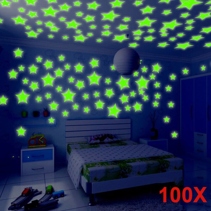 100X 3D Star in the Dark Glow Luminous Fluorescent Wall Stickers Hot