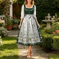 thumbnail image 2 of HBYJLZYG Women's Dirndl Dress, Oktoberfest Bavarian Floral Print Sleeveless Midi A-Line Dress with Apron and Waist Tie, Traditional German Festival Costume for Carnival Party, 2 of 5