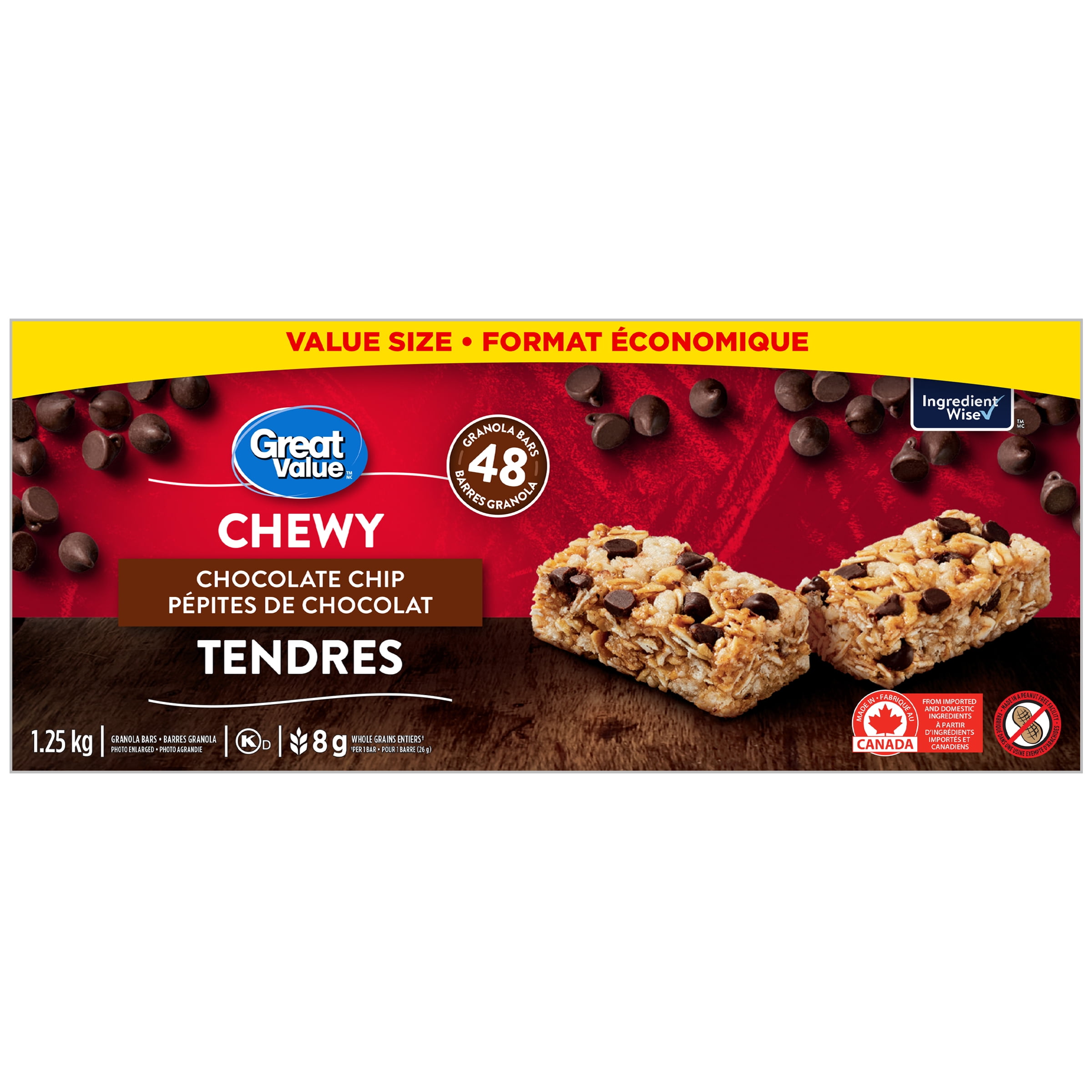 Barres granola tendres aux pépites de chocolat Great Value 1,25 kg