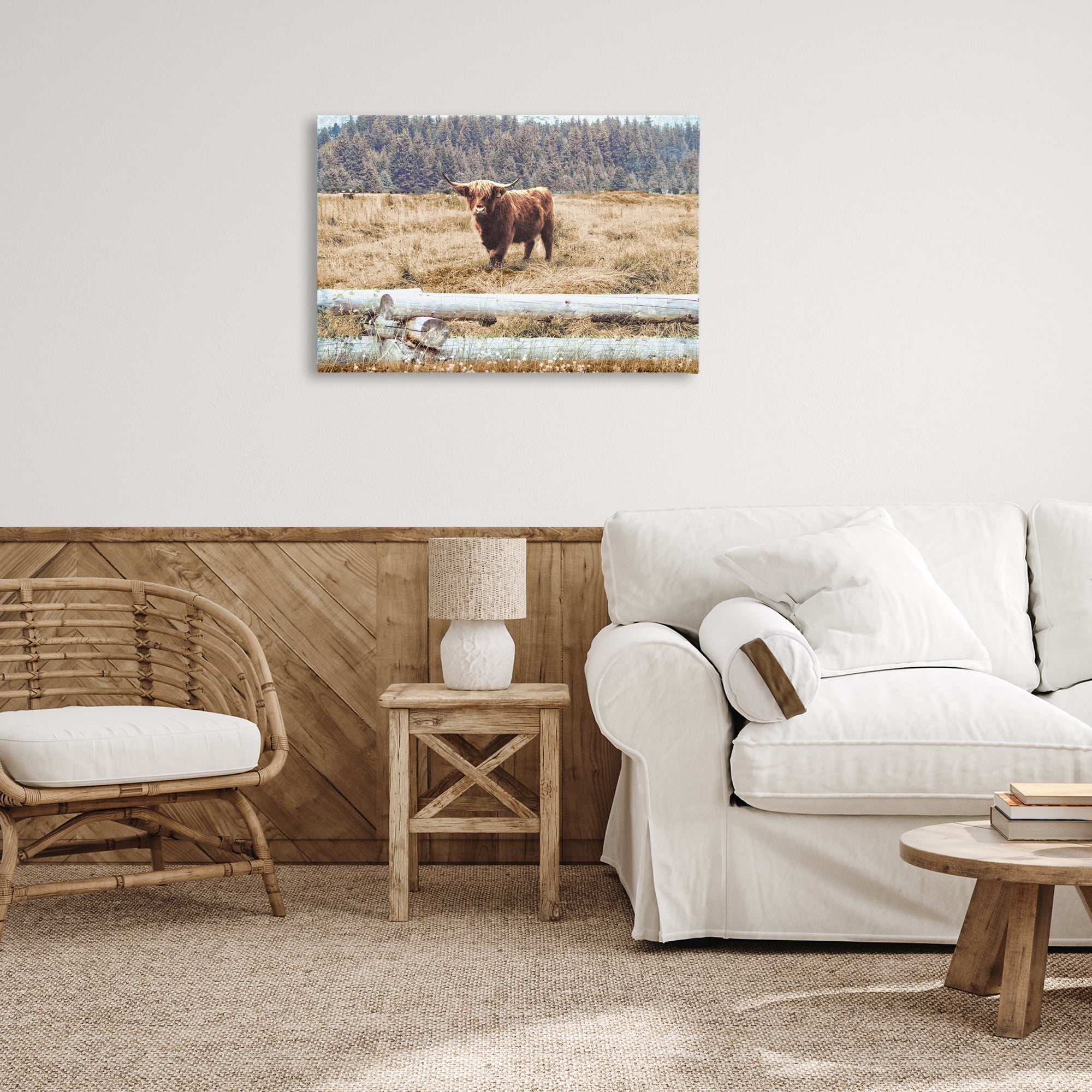 Stupell Industries Country Cattle with Fence Animals & Insects Photography Gallery Wrapped Canvas Art Print Wall Art, 30 x 20