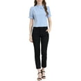 thumbnail image 3 of INSPIRE CHIC Women's Summer Tops Solid Color Bow Tie Neck Short Sleeves Wear-to-Work Blouses Light Blue L, 3 of 8