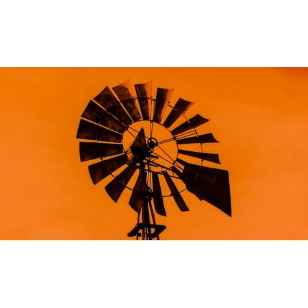 Orange Windmill - LAMINATED POSTER Orange Windmill Sunset Shadow Poster Print 24 x 36