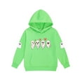 thumbnail image 5 of SERTG Children's Halloween Two-Piece Set Hooded Sweatshirt with Cute Printed +Casual Long Pants Long Sleeved Set Tops and Pants for Kids 2-13 Years(Green,6 Years), 5 of 5