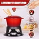 thumbnail image 5 of Juego de ollas para fondue de hierro fundido Mabeeze para queso, chocolate o carne - Olla esmaltada en rojo de 1,6 cuartos - Incluye 6 tenedores para fondue, 5 of 5