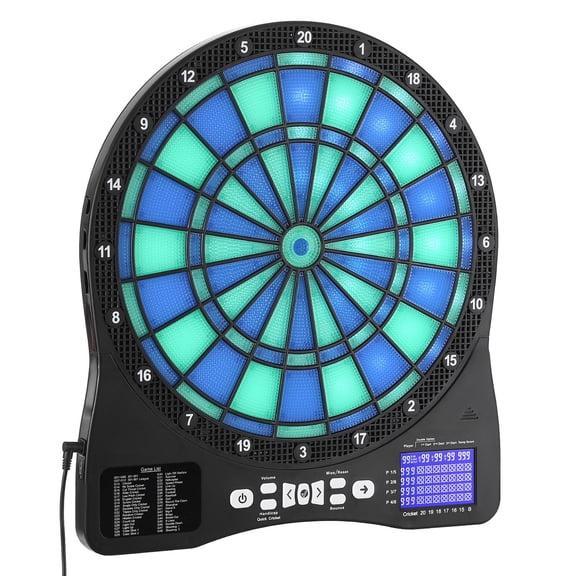LED Electronic Dart Board, 48 Games & 500+ Variations, LCD Scoring, w/ 6 Darts & 50 Tips, for 8 Players