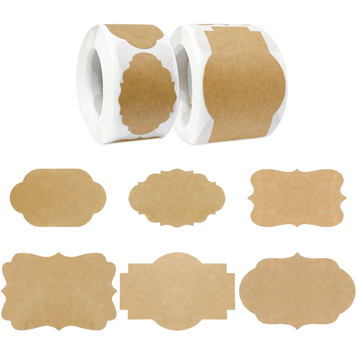 Wrapables Kraft Paper Sticker Labels for Lids, Mason Jars, Bottles