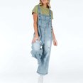 thumbnail image 2 of ABATAB Jean Overalls for Women Wide Leg Baggy Stretchy Denim Clothing Button Adjustable Strap Ripped Casual Loose Fit Overall Jumpsuit, 2 of 7