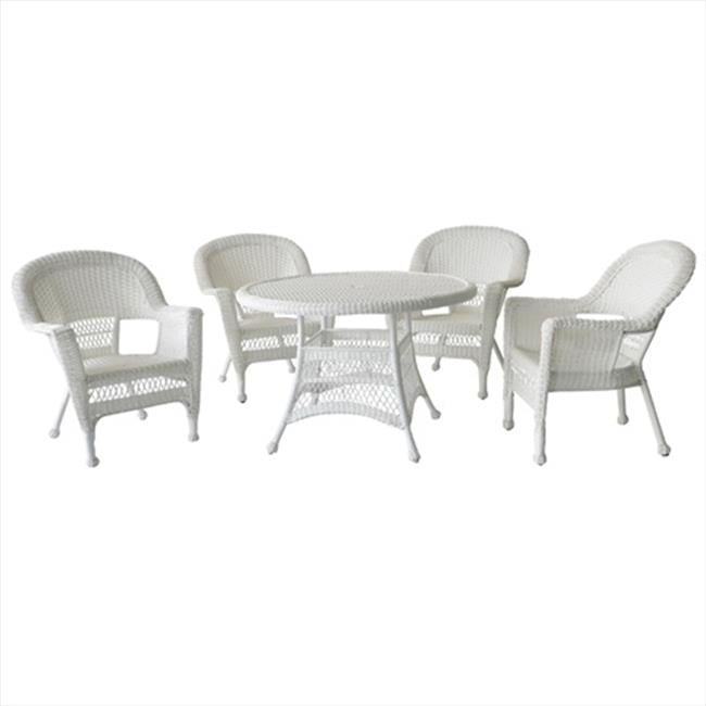 5 Piece White Wicker Dining Set