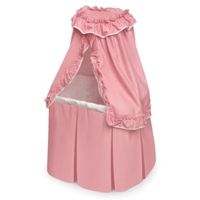 Canopy Doll Crib With Baskets Bedding And Mobile White Pink