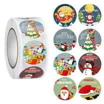 ABODELINE 500 Pieces Christmas Roll Stickers 1 Inch Winter Holiday Envelope Stickers Round Xmas Label Tag Seal Sticker for Christmas Party Supplies, Book, Cards, Water Bottles Decor