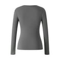 thumbnail image 6 of Lamuusaa Womenacute;s Spring Autumn Slim Tops Black Long Sleeve Button Down Ribbed Skinny T-shirt, 6 of 9