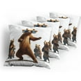thumbnail image 5 of Ambesonne Funny Bear Throw Pillow Cover 4 Pack, Dancing Huge Glasses, 16", Chocolate White, 5 of 7
